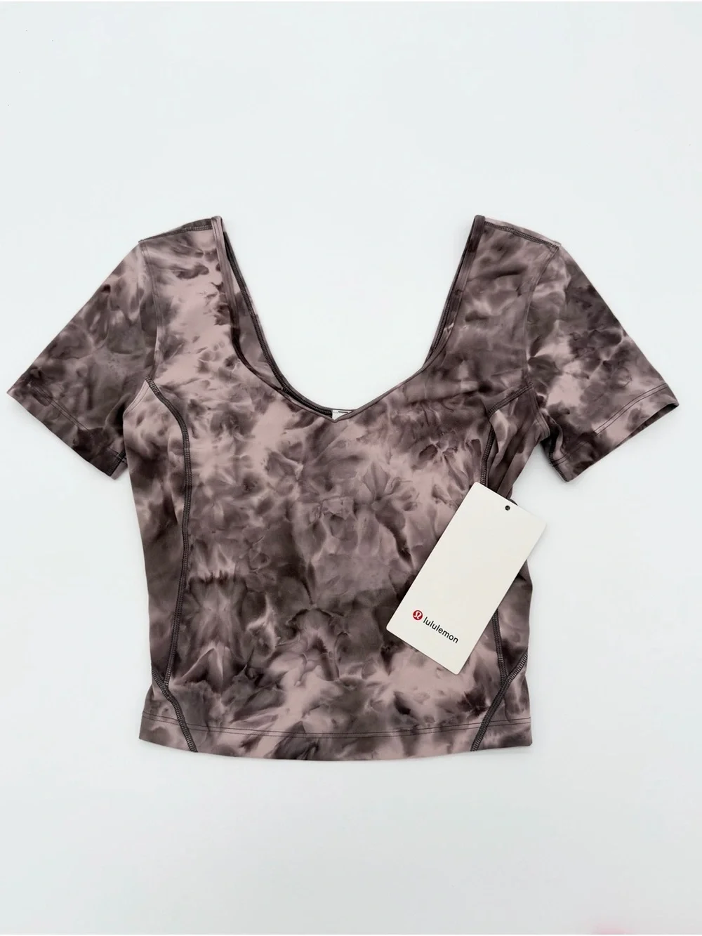 NWT Lululemon Align Tee | Mauve and Charcoal Tie-Dye Short Sleeve Scoop Neck Top